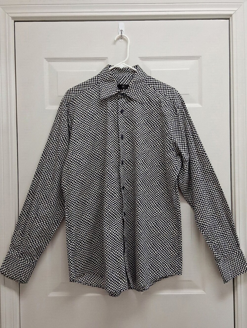 Z Zegna Mens Button Up Shirt City Large Checkered Business Casual Office